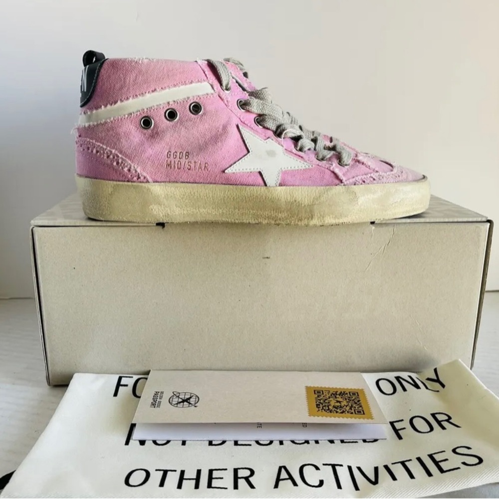 Authentic Super Cute Golden Goose Pink Women Mid Star Sneaker Size 10